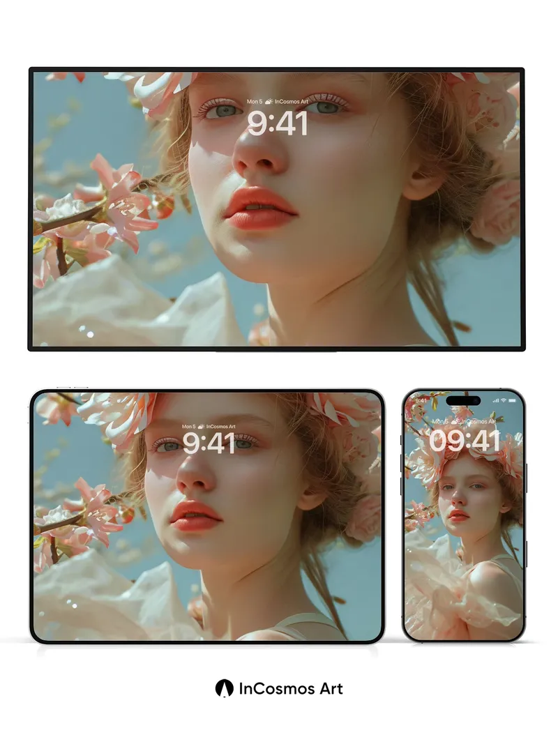 Serene Bloom Wallpaper with Petal Crown