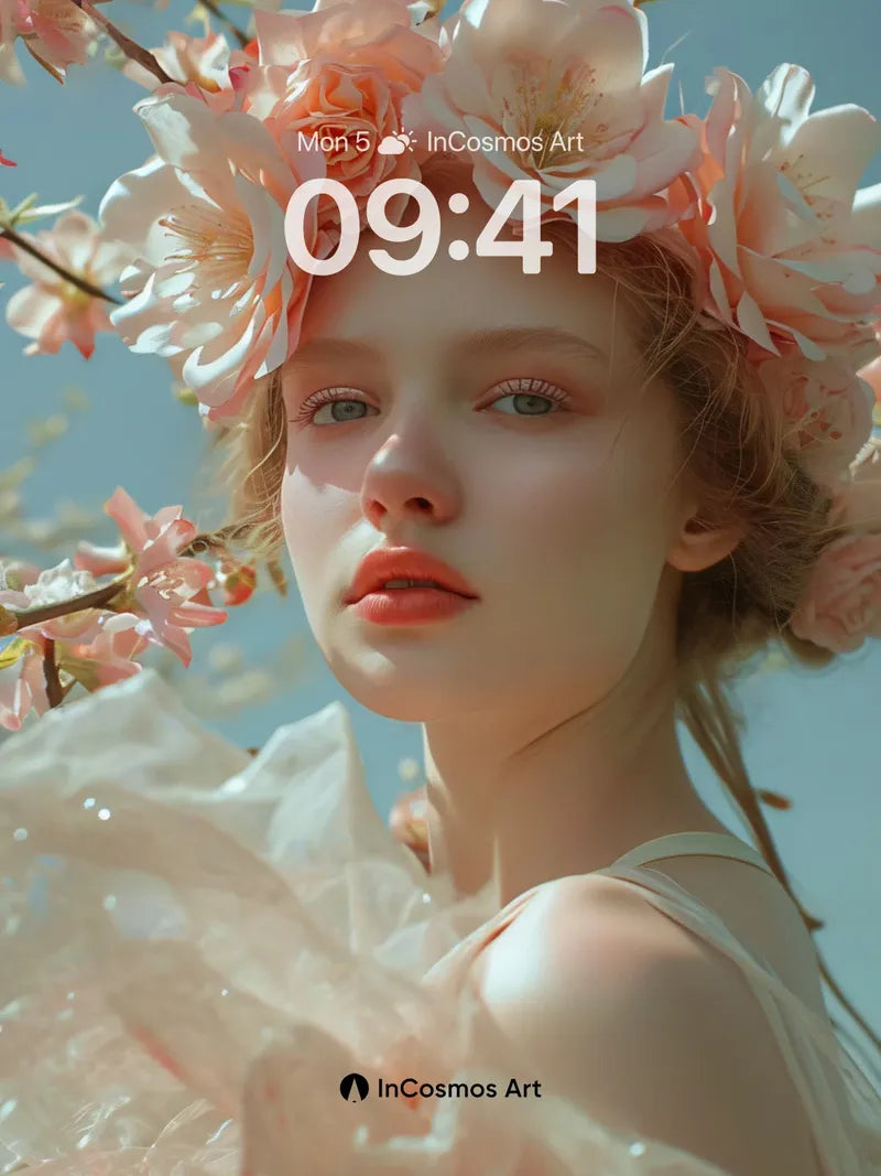 Serene Bloom Wallpaper with Petal Crown