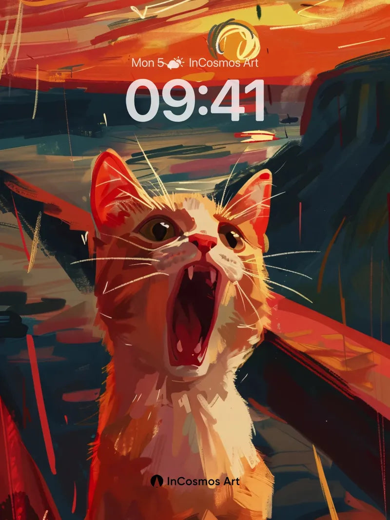 Feral Sunset Wallpaper with Roaring Feline wallpaper for iPhone, iPad & Mac