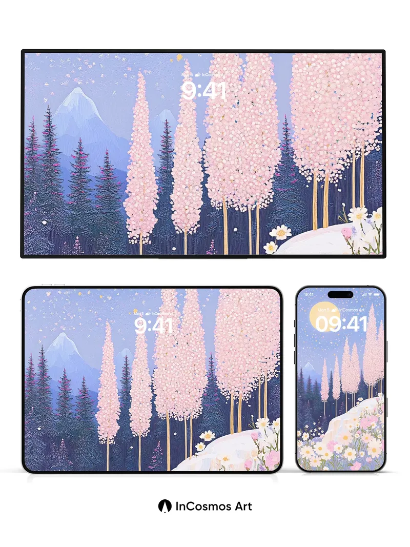 Luminous Bloom Wallpaper with Celestial Canopy