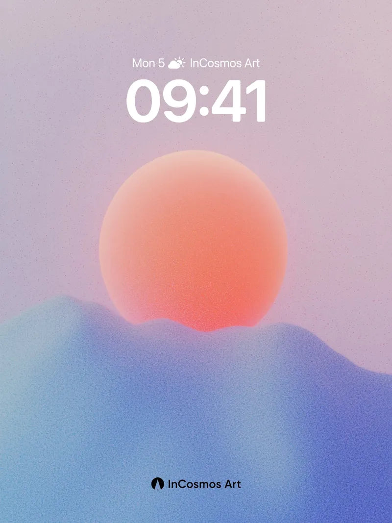 Serene Horizon Wallpaper with Soft Sun Disc