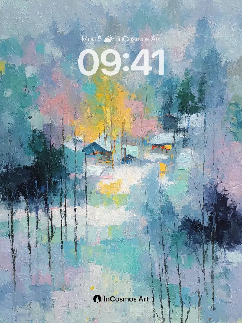 Frost-Laced Serenity Wallpaper with Whispering Trees wallpaper for iPhone, iPad & Mac