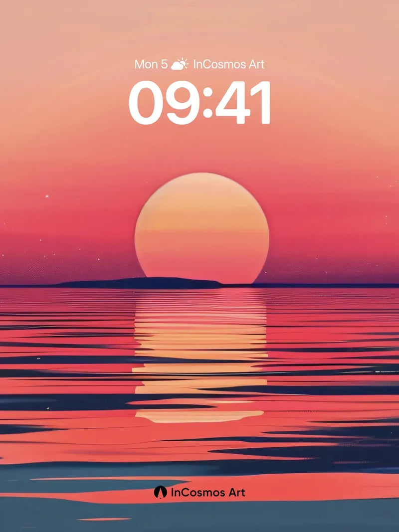 Crimson Horizon Wallpaper with Silent Reflections