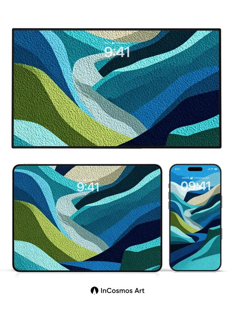 Serenity Flow Wallpaper with Textured Waves