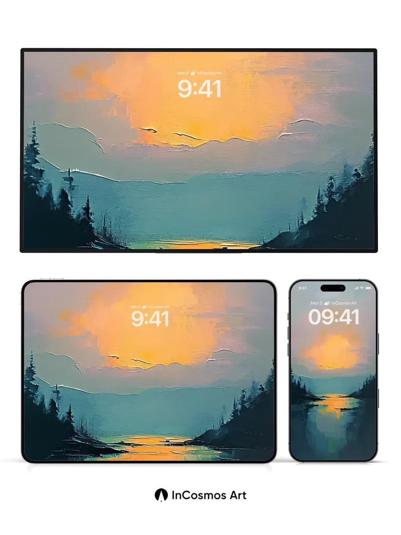 Serenity Lake Wallpaper with Golden Hush