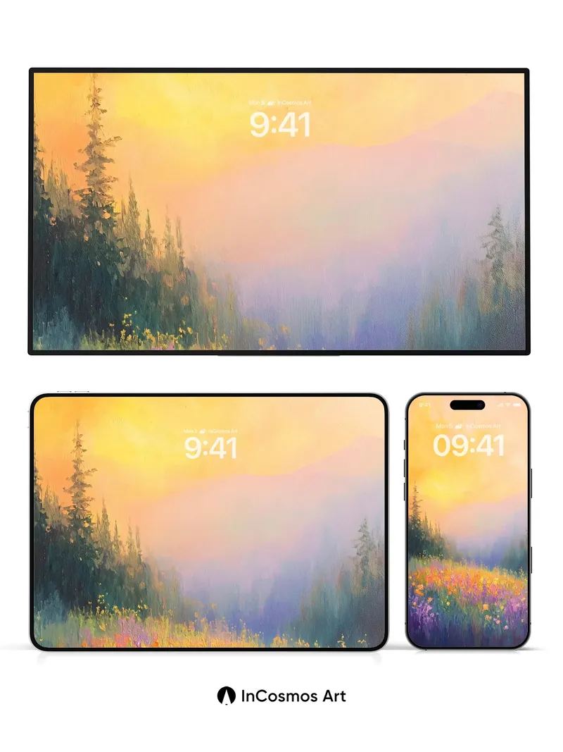 Golden Hush Wallpaper with Wildflower Whisper