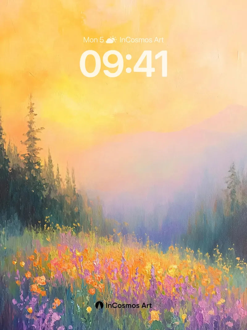 Golden Hush Wallpaper with Wildflower Whisper