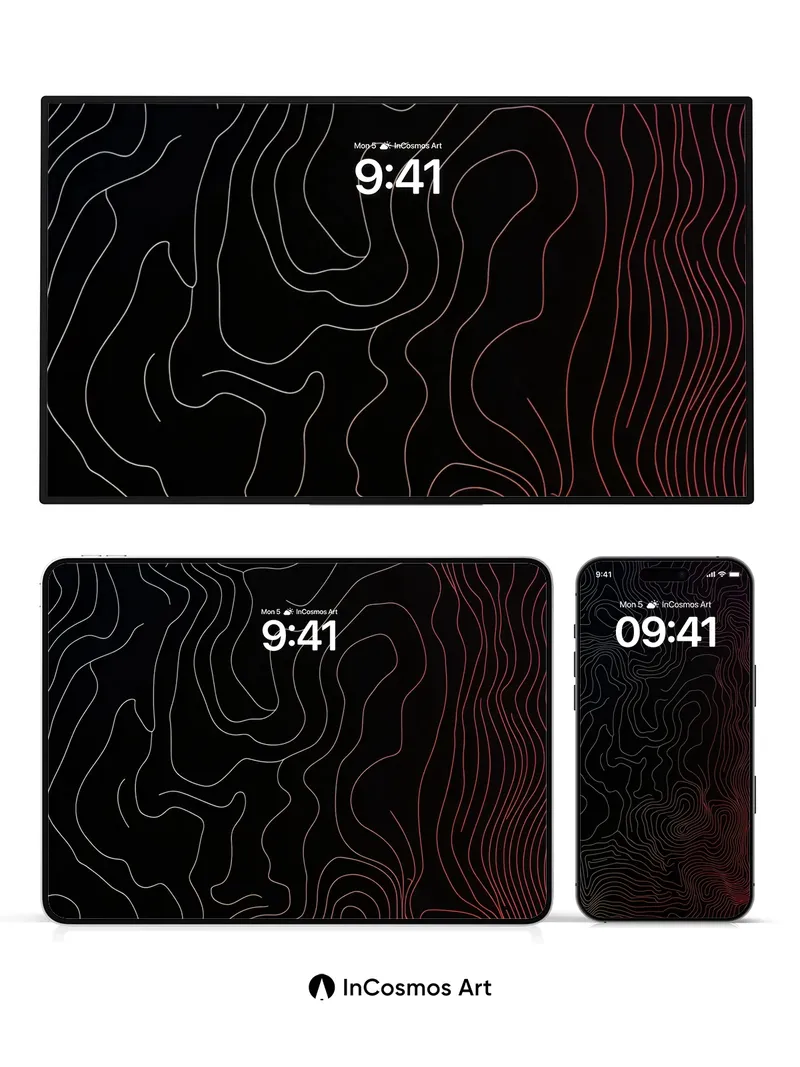 Neon Vein Wallpaper with Topographic Pulse