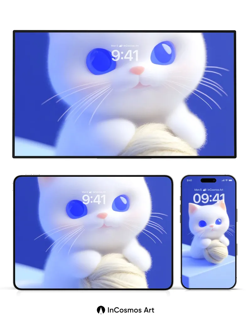 Serene Blue Eyes Wallpaper with Wooly Embrace