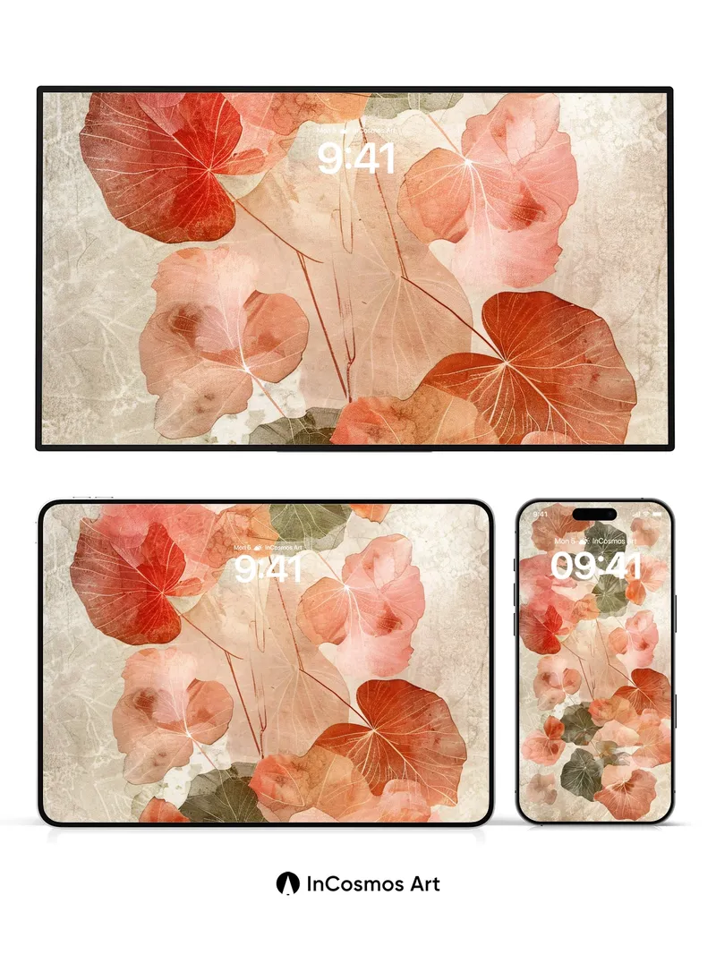 Autumn Hush Wallpaper with Veined Leaves