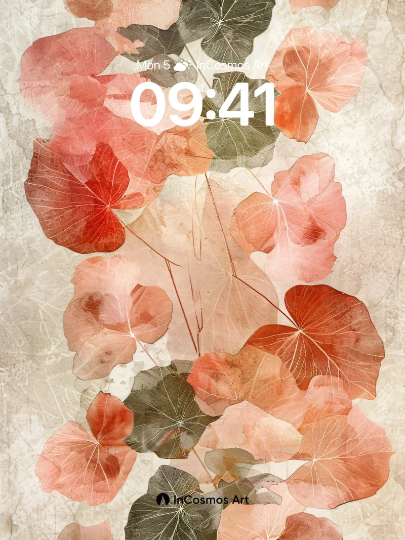 Autumn Hush Wallpaper with Veined Leaves