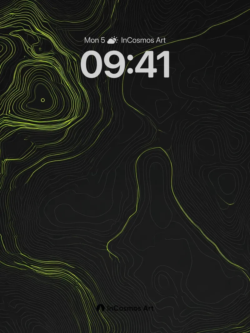 Neon Topography Wallpaper with Hidden Contours