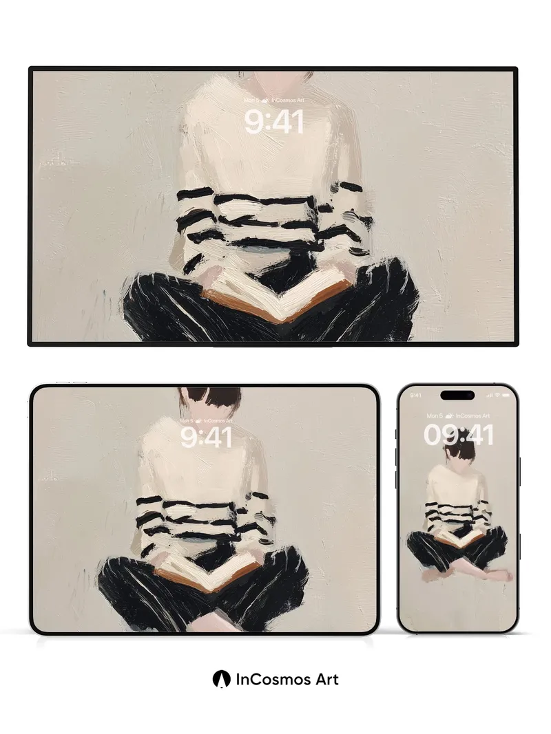 Quiet Reading Wallpaper with Soft Brushstrokes