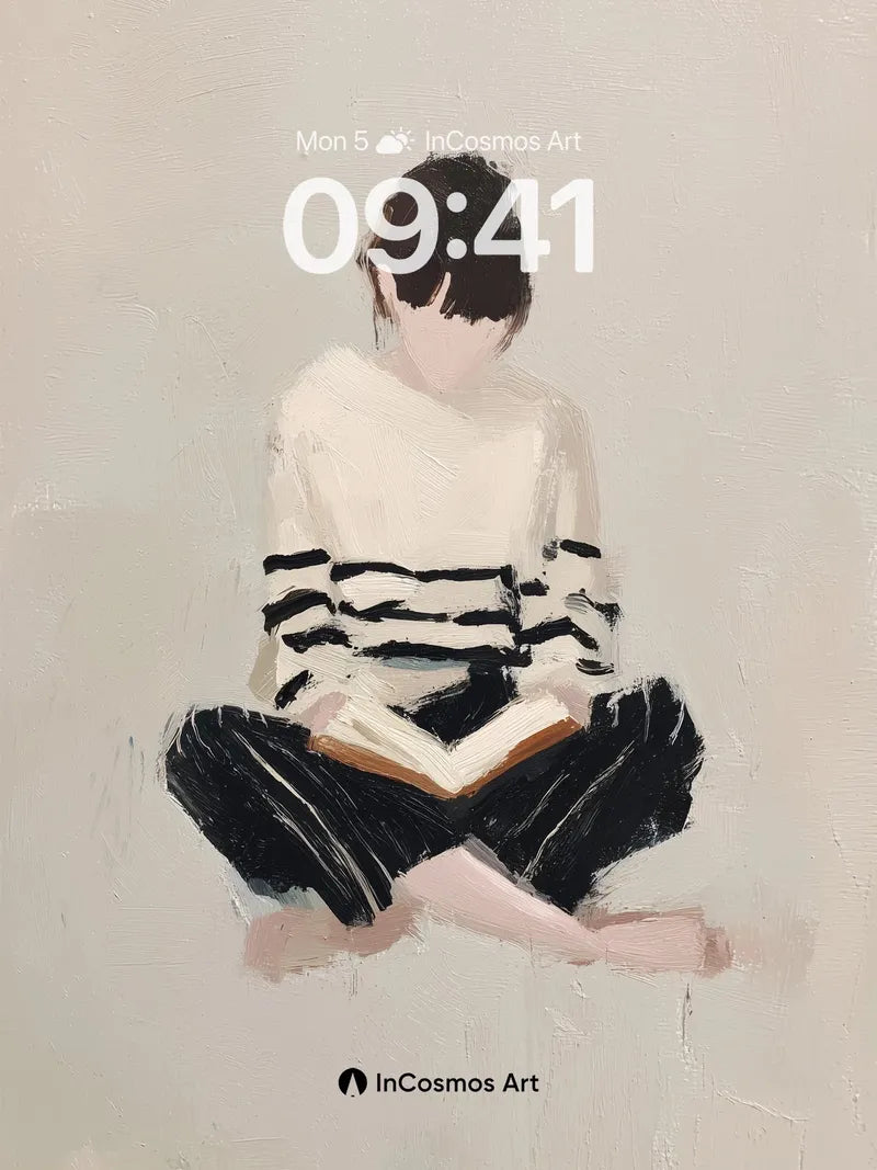 Quiet Reading Wallpaper with Soft Brushstrokes