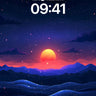 Crimson Horizon Wallpaper with Celestial Glow wallpaper for iPhone, iPad & Mac