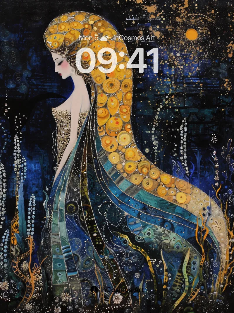 Golden Tide Wallpaper with Cosmic Veil wallpaper for iPhone, iPad & Mac
