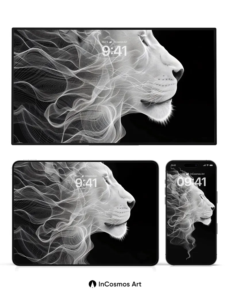 Ethereal Lion Wallpaper with Smoke Mane