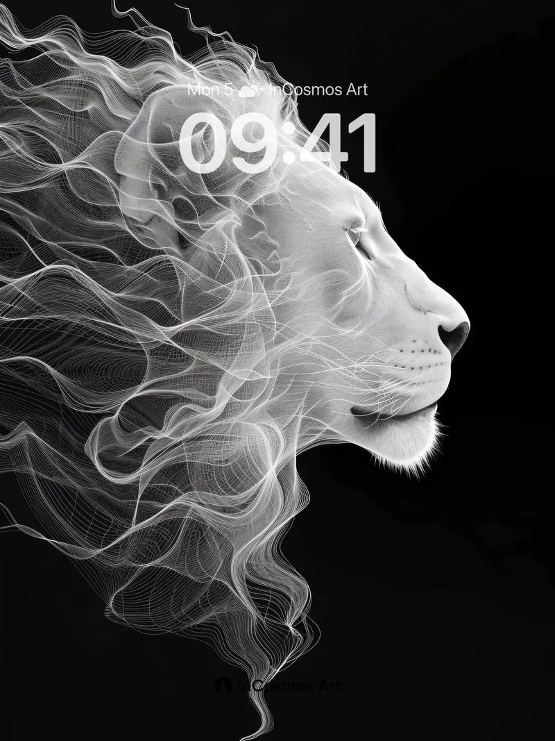 Ethereal Lion Wallpaper with Smoke Mane