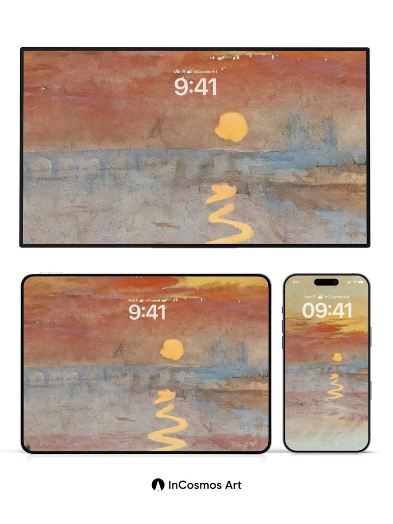 Serenity Sunset Wallpaper with Golden Path