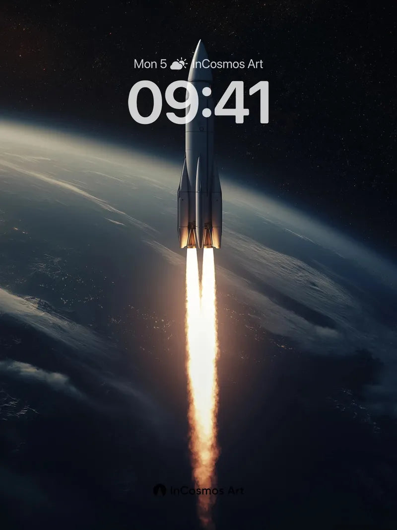 Cosmic Ascent Wallpaper with Fiery Trail