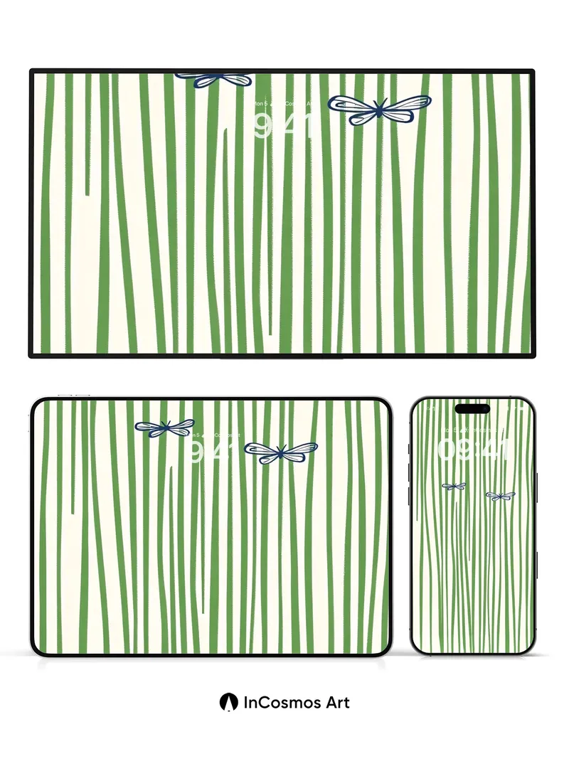 Whispering Reed Wallpaper with Fluttering Wings