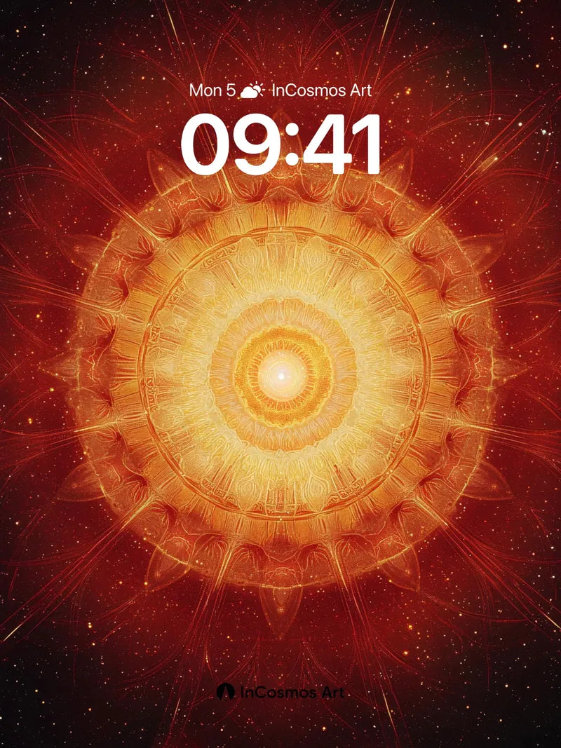Cosmic Ember Wallpaper with Radiant Fractal Core wallpaper for iPhone, iPad & Mac