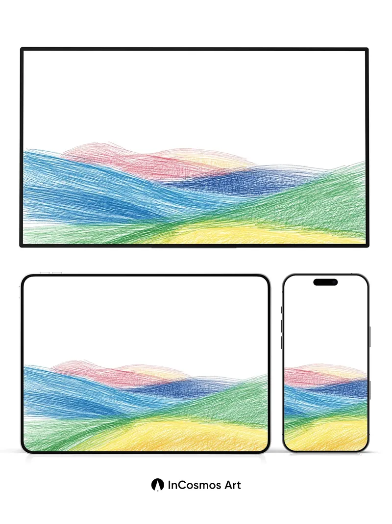 Serenity Wave Wallpaper with Colored Hills