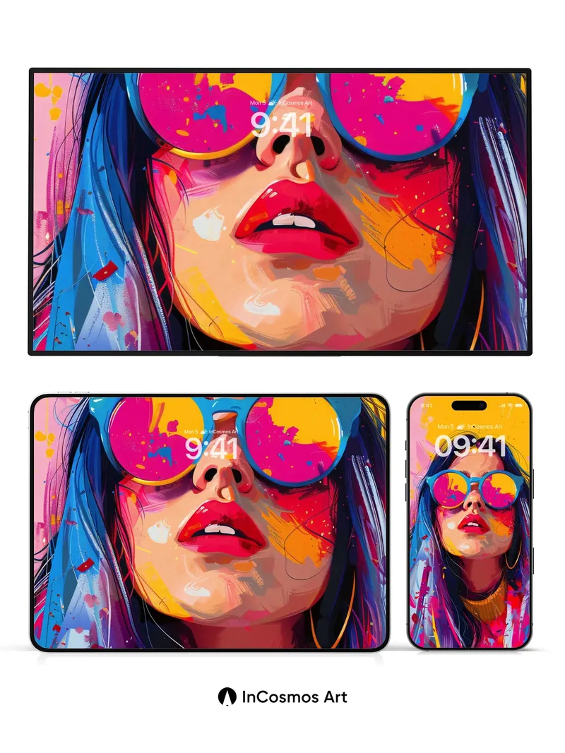 Neon Pulse Wallpaper with Color-Splashed Vision