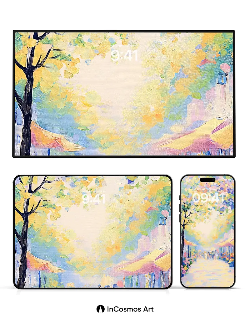 Sunlit Canopy Wallpaper with Impressionist Hues