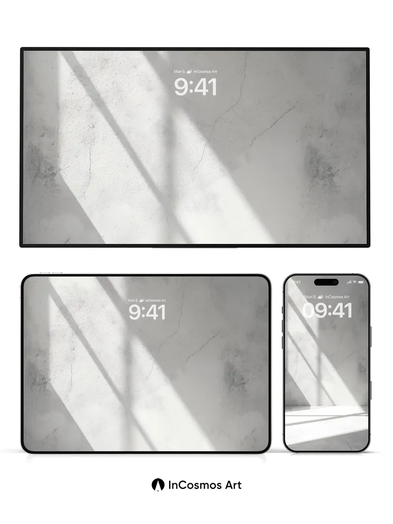 Silent Geometry Wallpaper with Sunlit Shadows