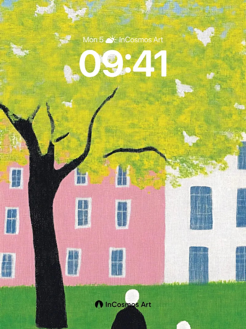 Whispering Canopy Wallpaper with Floating Birds