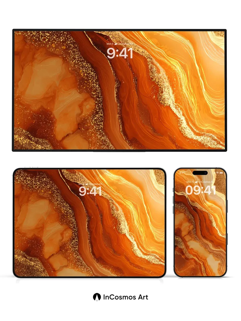 Golden Agate Wallpaper with Liquid Light Veins