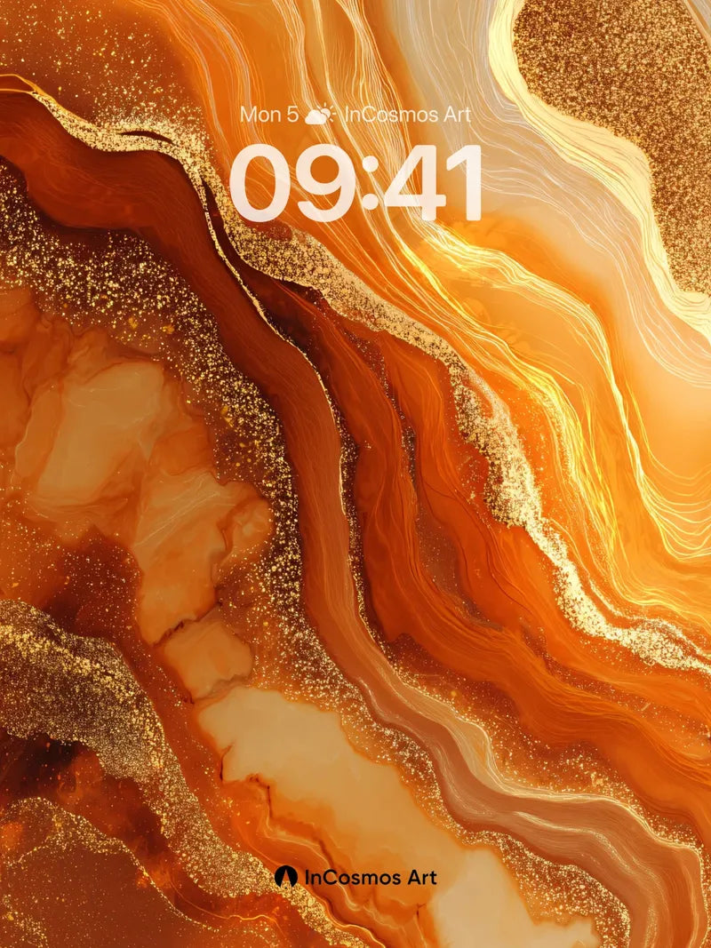 Golden Agate Wallpaper with Liquid Light Veins