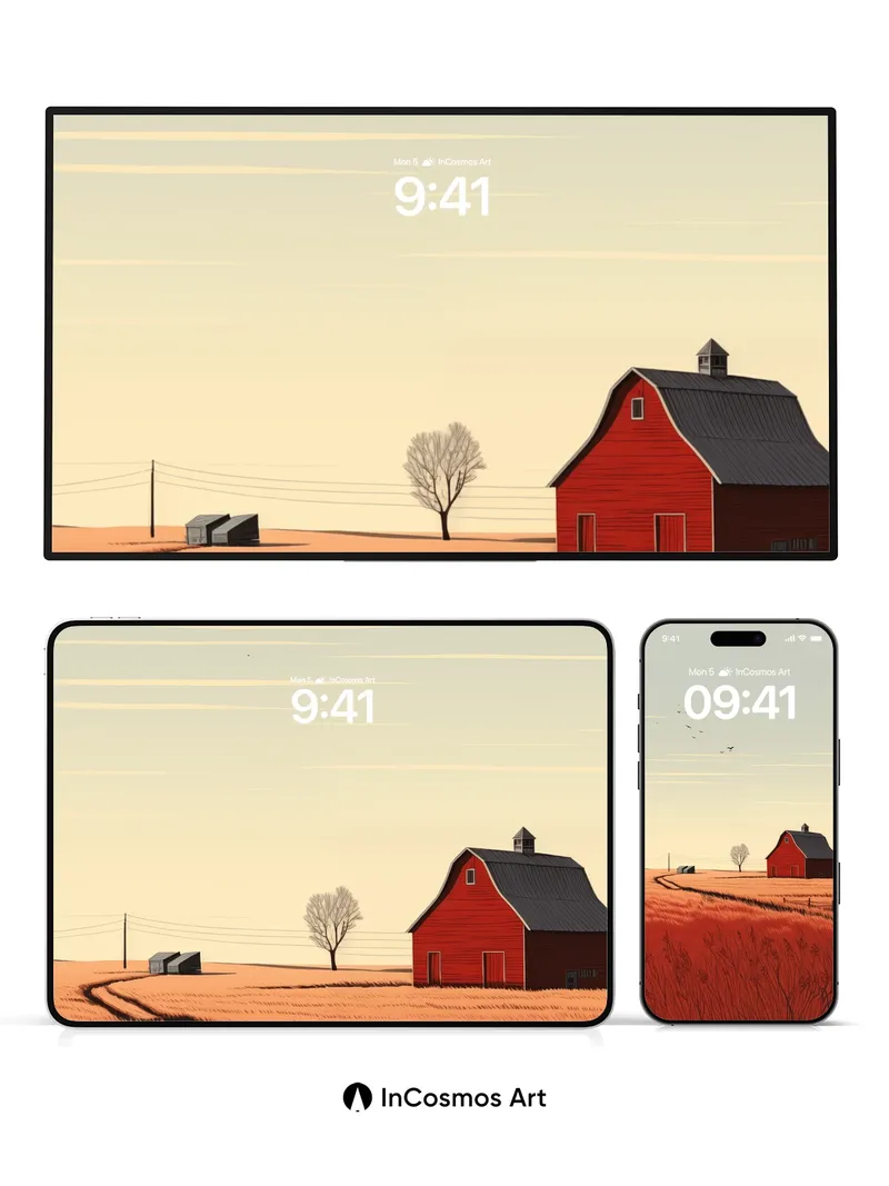 Autumn Hush Wallpaper with Red Barn Echo