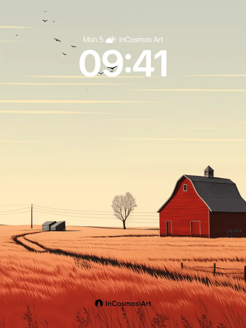 Autumn Hush Wallpaper with Red Barn Echo