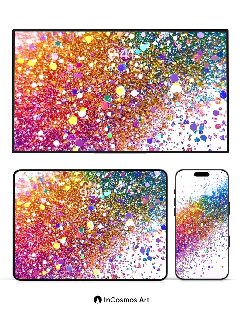 Chromatic Burst Wallpaper with Cosmic Sparkle