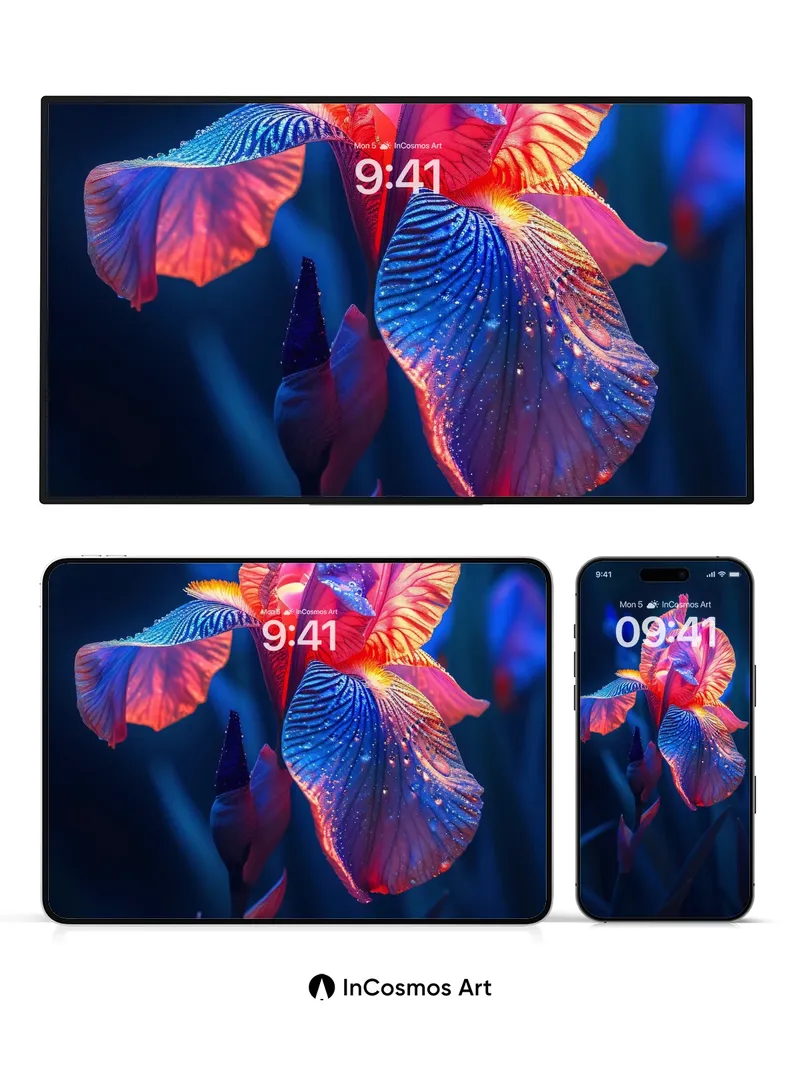 Luminous Iris Wallpaper with Cosmic Veins