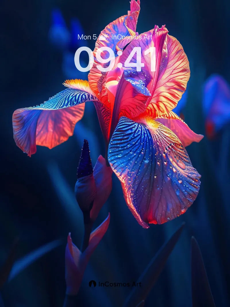 Luminous Iris Wallpaper with Cosmic Veins