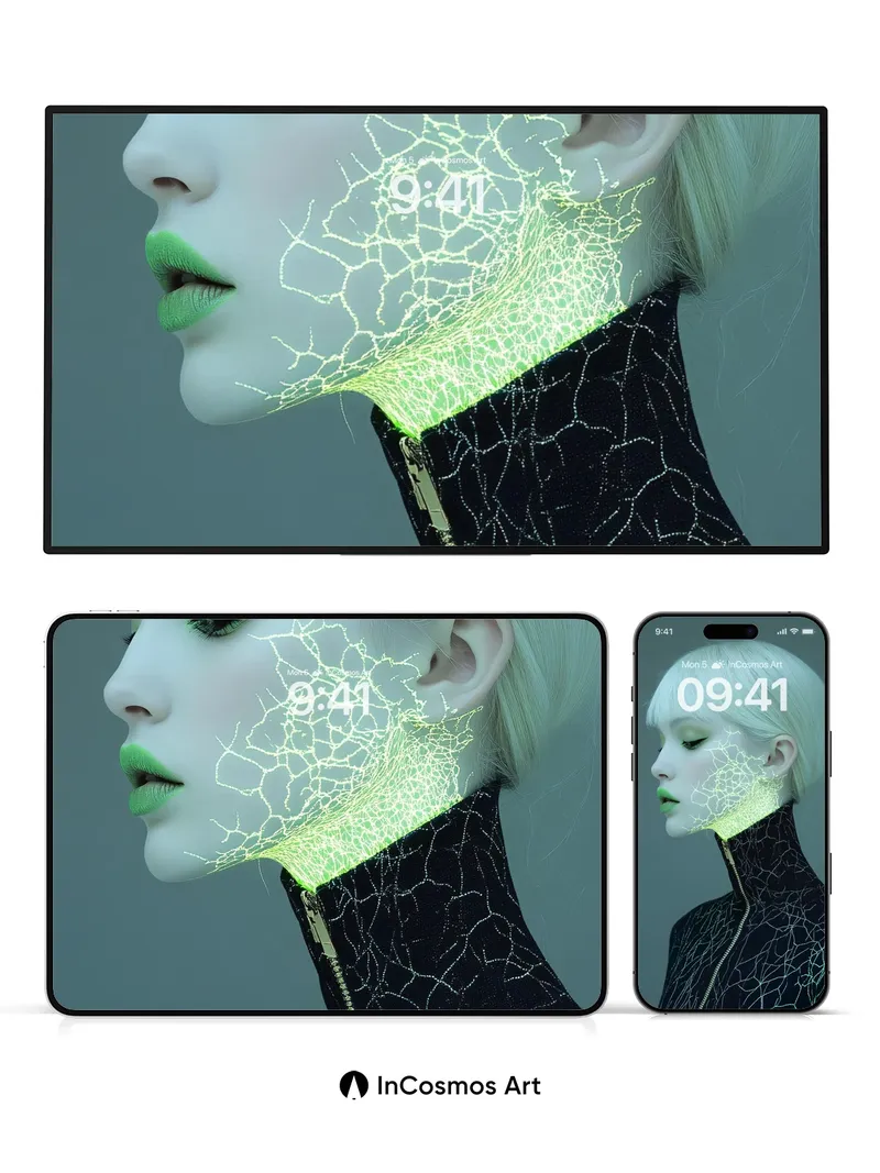 Neon Veil Wallpaper with Living Circuitry