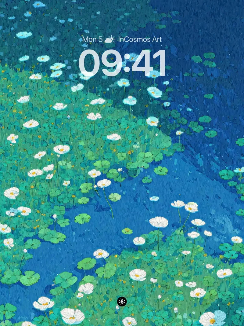 White Flowers on Blue Water 4K Wallpaper for iPhone Lock Screen wallpaper for iPhone, iPad & Mac