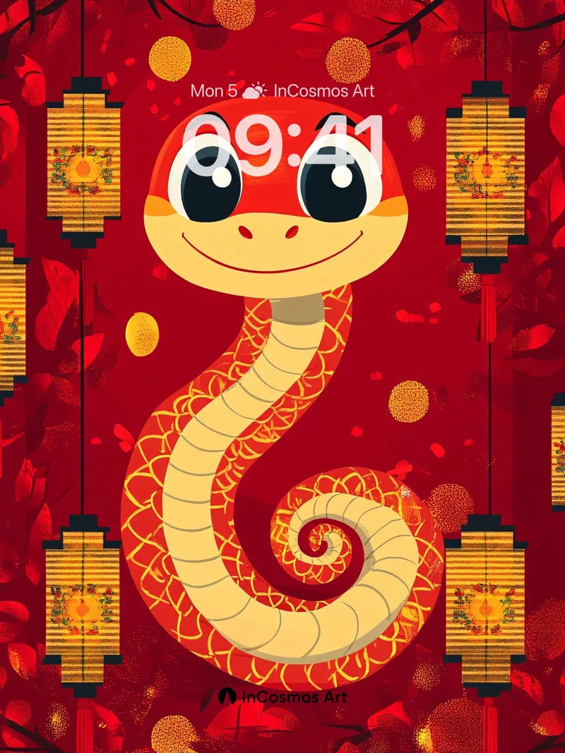 Playful Serpent Wallpaper with Lantern Glow wallpaper for iPhone, iPad & Mac