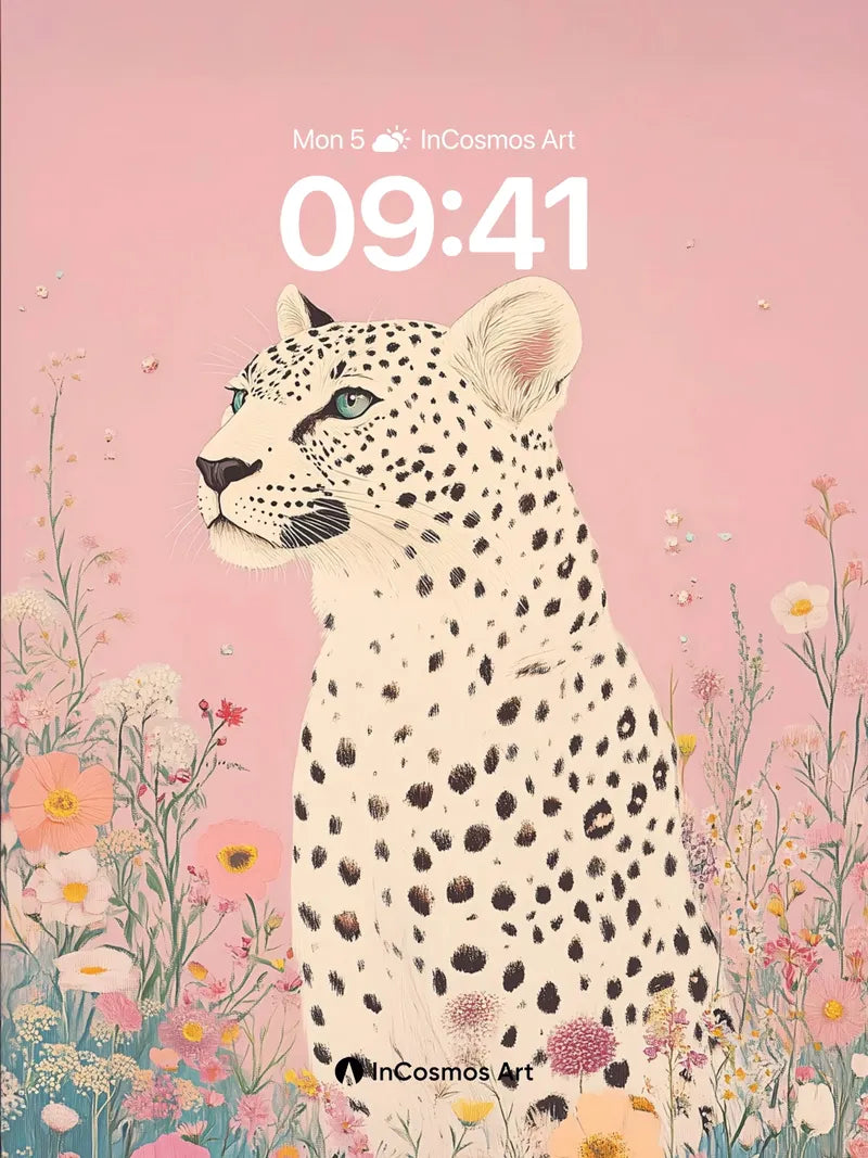 Serene Leopard Wallpaper with Floral Reverie wallpaper for iPhone, iPad & Mac