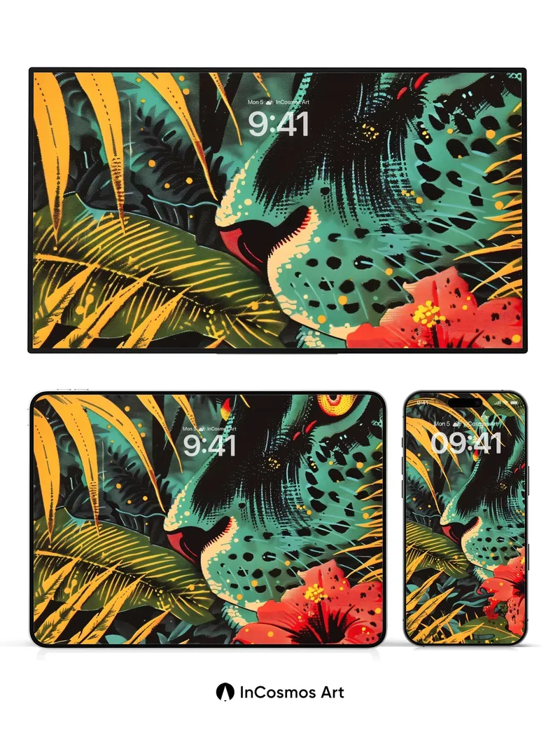 Jungle Whispers Wallpaper with Electric Eyes