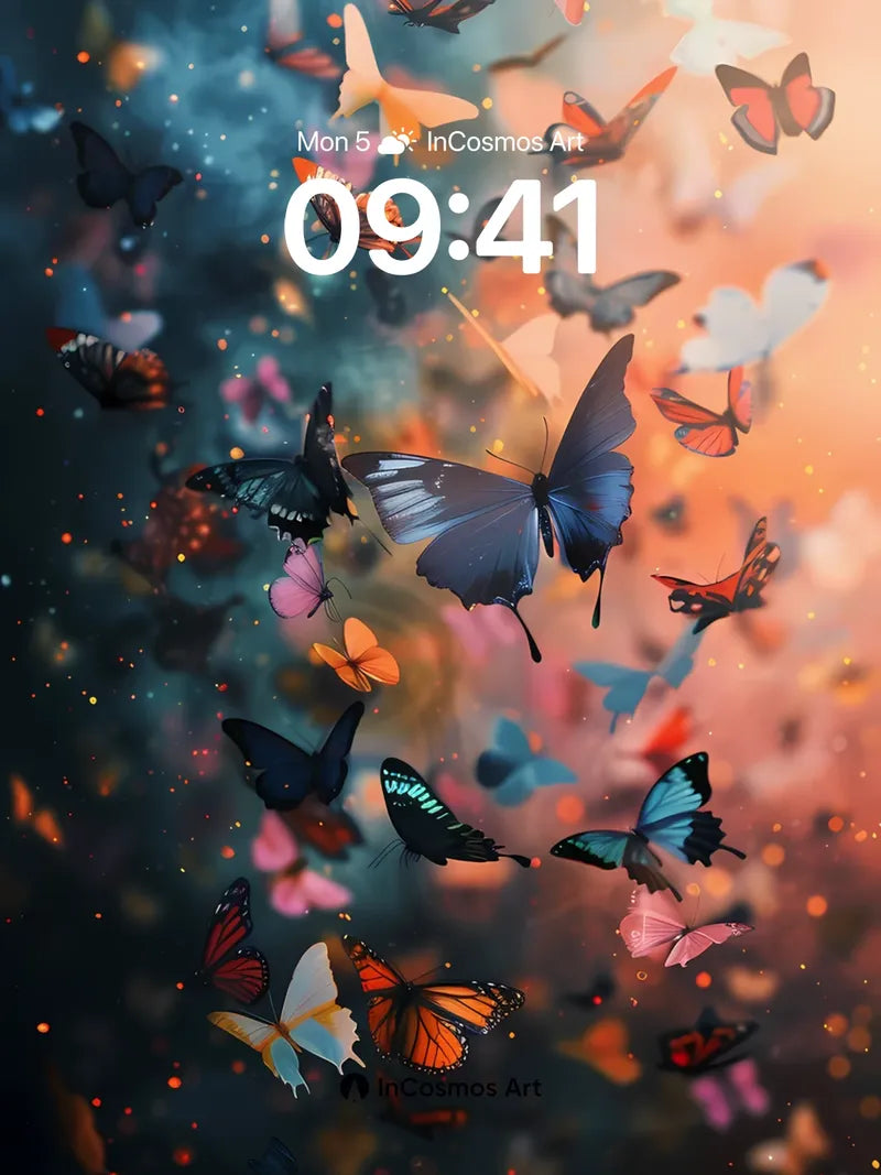 Luminous Flight Wallpaper with Cosmic Butterflies