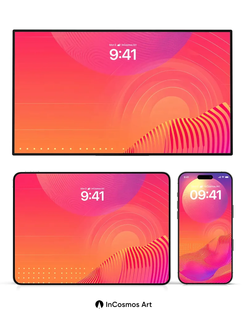 Neon Mirage Wallpaper with Wave Lines