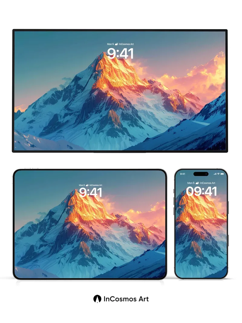 Golden Crown Wallpaper with Frost-Kissed Peaks