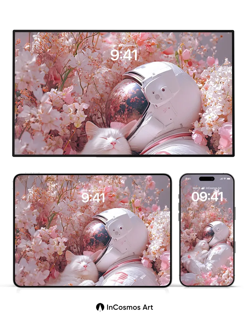 Serenity in Bloom Wallpaper with Astral Embrace