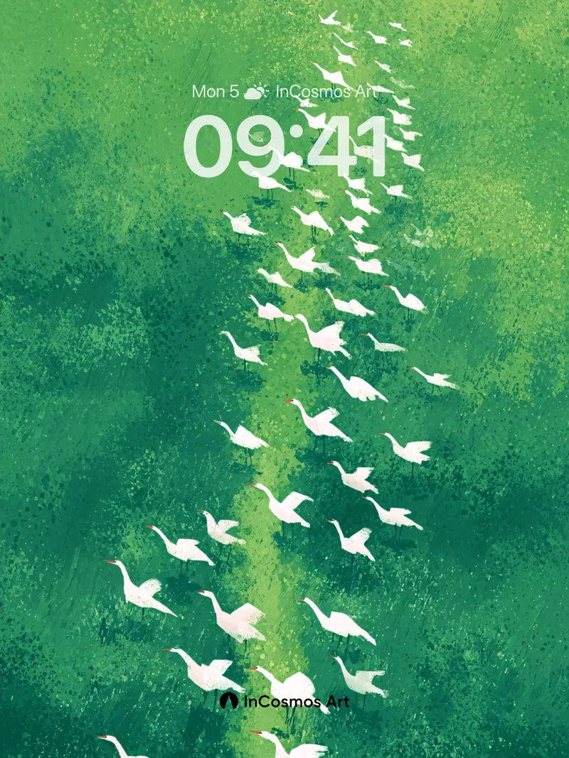 Serenity Path Wallpaper with Flying Geese wallpaper for iPhone, iPad & Mac