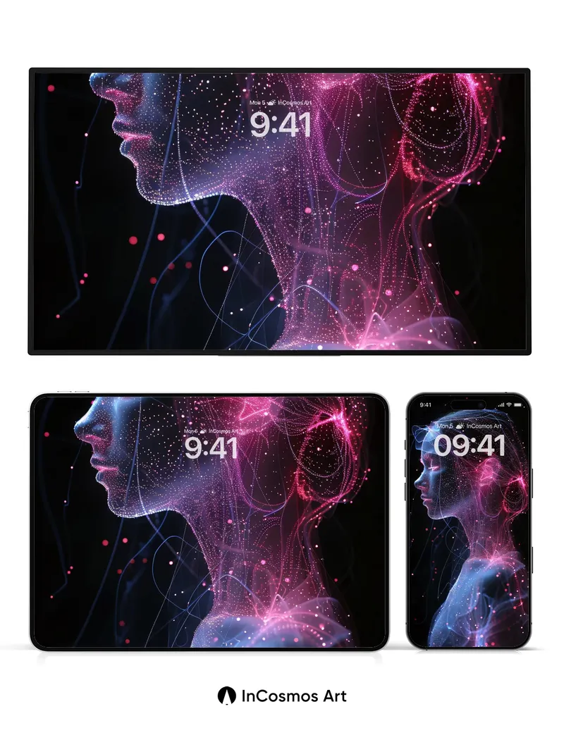 Neon Reverie Wallpaper with Floating Particles