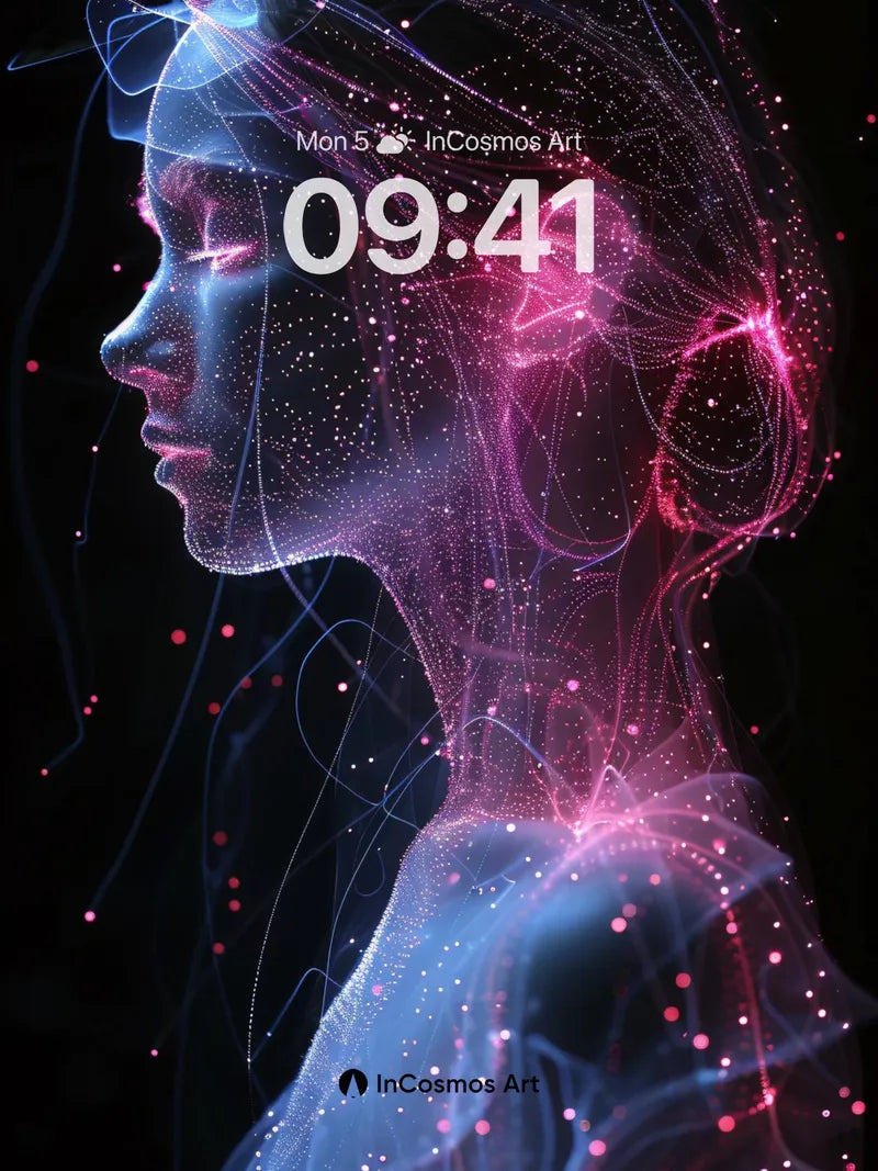 Neon Reverie Wallpaper with Floating Particles